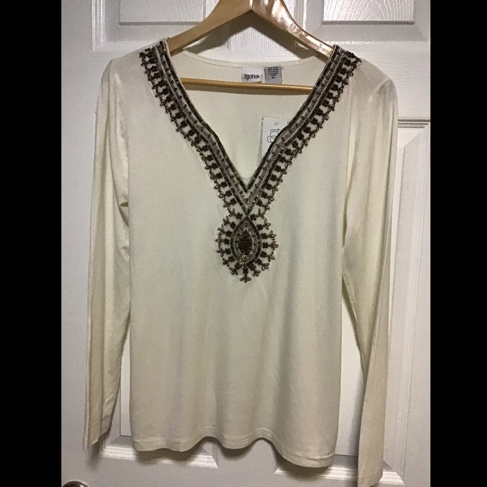 Sequin embroider collar top
